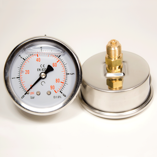 Manometer Ø 63 mm, Edelstahl, Anschluß hinten